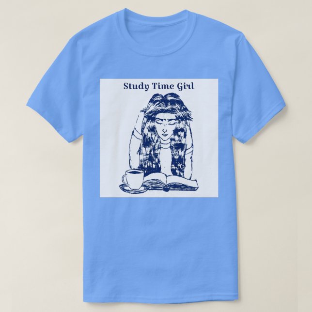T-SHIRT ÉTUDIER TEMPS FILLE AVEC TASSE DE THÉ CONCEPTION P (Design devant)