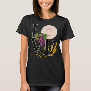 T-shirt Eucharistie LOVE Typographie Hébergement Raisins d