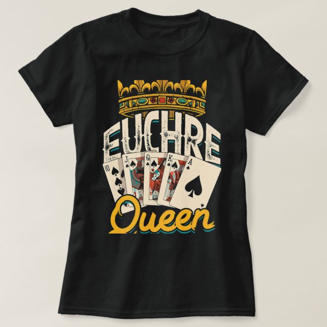 T-shirt Euchre Queen Vegas Casino Poker Spades et Mahjong (Design devant)