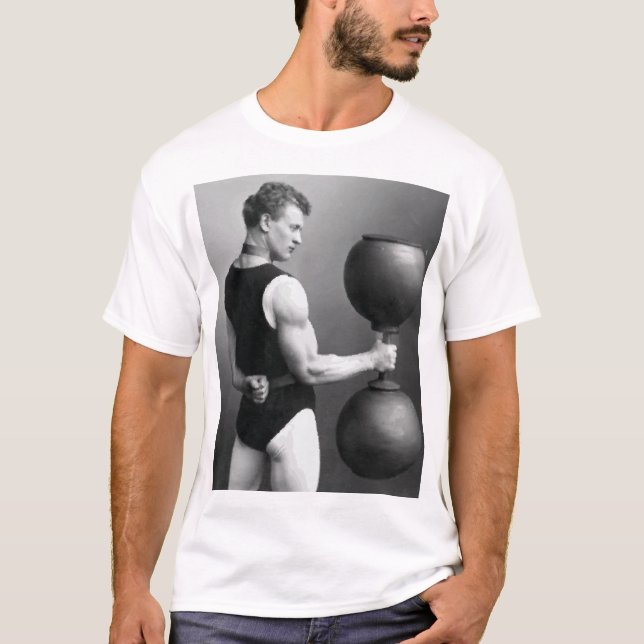 T-shirt Eugen Sandow Curling a Immense Dumbbell - Chemise (Devant)