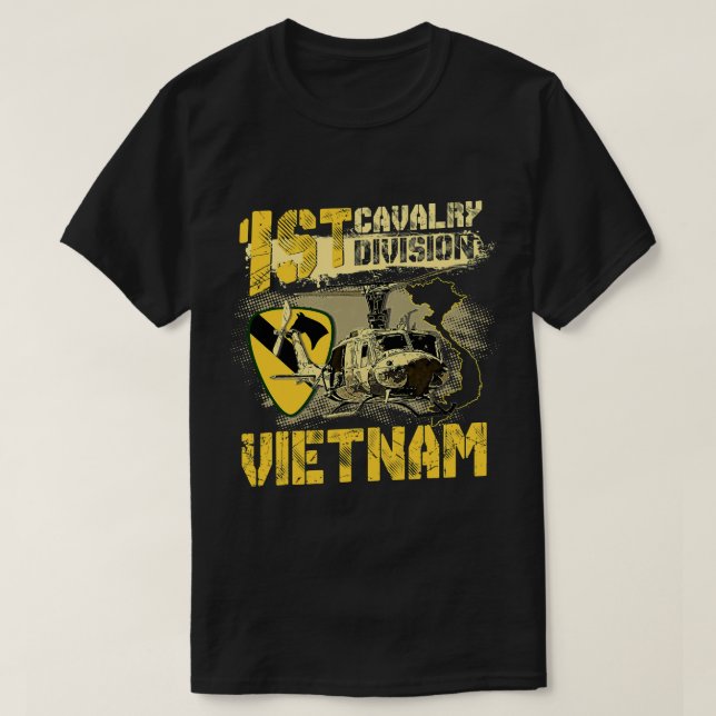 T-shirt Euh1 Huey Hélicoptère 1ère division de cavalerie V (Design devant)