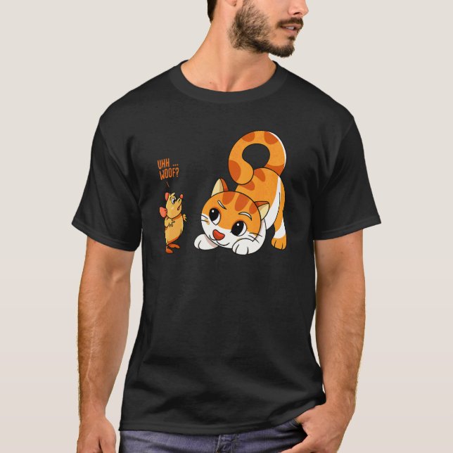 T-shirt Euh     Ouah   Chat Et Souris   Chien (Devant)