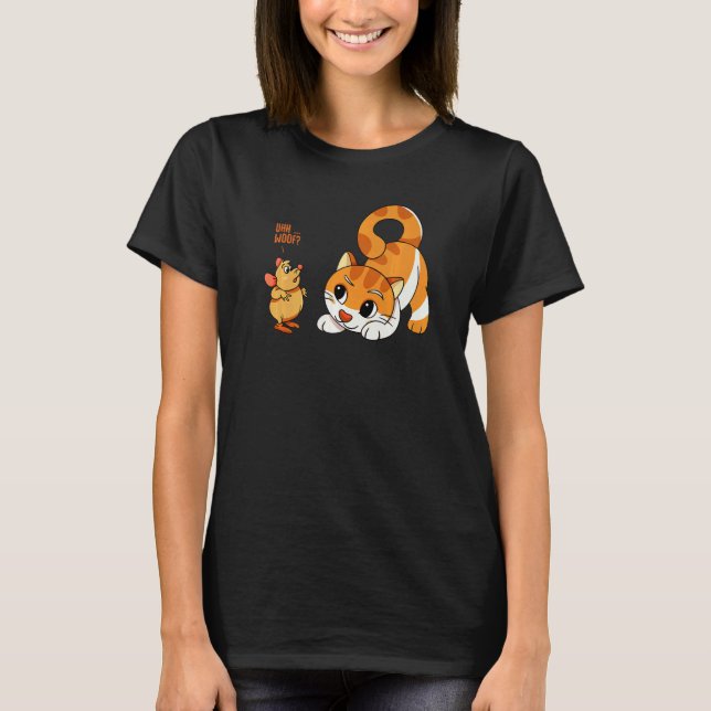 T-shirt Euh   Ouah  Chat Et Souris  Chien (Devant)