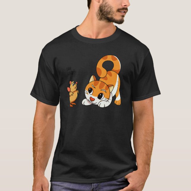 T-shirt Euh   Ouah  Chat Et Souris  Chien  1 (Devant)