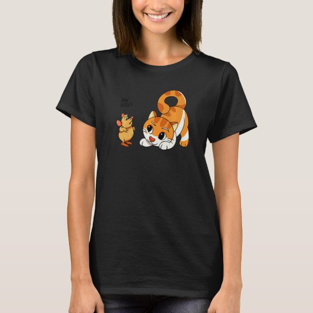 T-shirt Euh   Ouah  Chat Et Souris  Chien   1 (Devant)