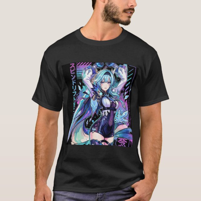 T-shirt Eula Lawrence Cryo Knight Vaporwave Synthwave Esth (Devant)