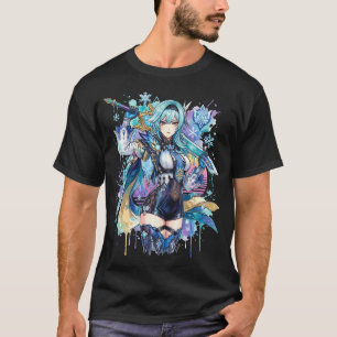 T-shirt Eula Lawrence Genshin Vaporwave CRT Basse Résoluti
