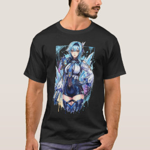 T-shirt Eula Lawrence Genshin Vaporwave Rétro Années 80 Ro