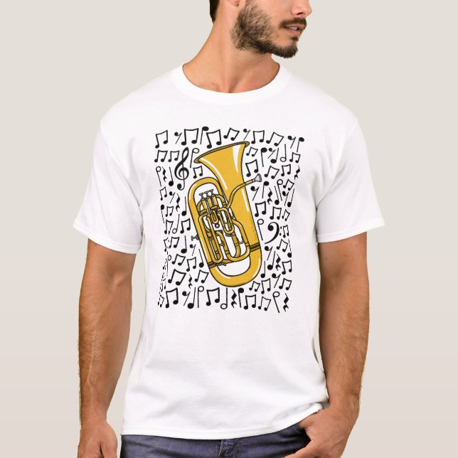 T-shirt Euphonium Musical Notes Musicien de laiton (Devant)
