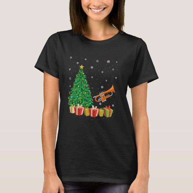 T-shirt Euphonium Xmas Arbre Éclairage Santa Hat Euphonium (Devant)