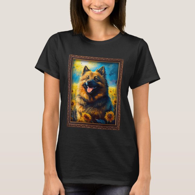 T-shirt Eurasier Painting Sunflower Flower Mom Women Flora (Devant)