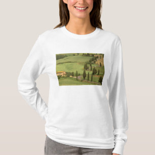 T-shirt Europe, Italie, Toscane, Monticchiello. Sinueux