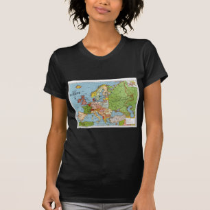 T-shirt Europe vintage Carte générale du XXe siècle