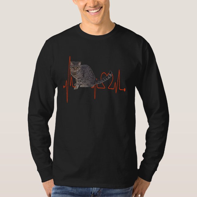 T-shirt European Shorthair Cat Heartbeat EKG Cats & Kitten (Devant)