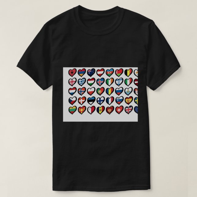T-shirt Eurovision Chanson Concours drapeaux Coeurs Masque (Design devant)