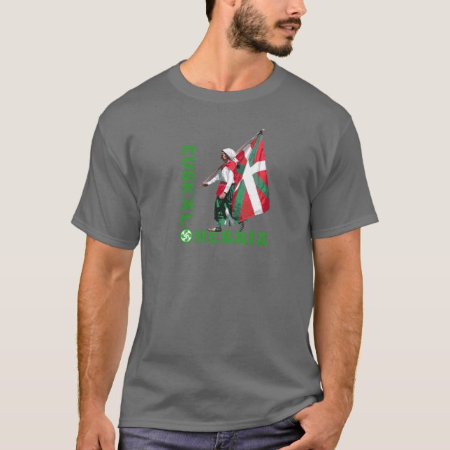 T-shirt Euskal Herria : Fille portant le drapeau Basque (Devant)