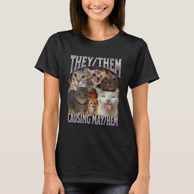T-shirt Eux les provoquant un chaos Mème de chat drôle Boo (Devant)