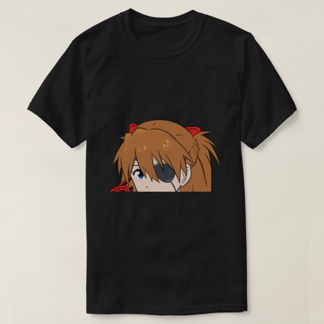 T-shirt Évangile Asuka Langley Anime Peeker Stick (Design devant)