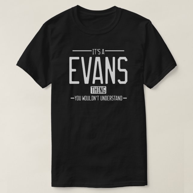 T-shirt Evans drôle de nom de famille drôle (Design devant)