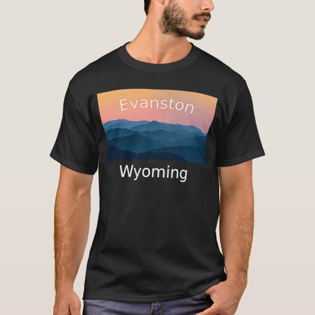 T-shirt Evanston Wyoming Mountain coucher du soleil (Devant)
