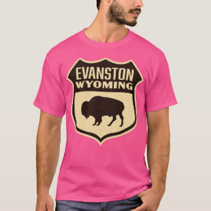 T-shirt Evanston Wyoming Retro Buffalo Shield Brown