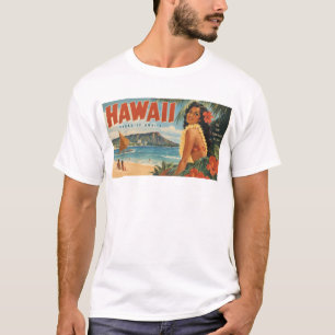 T-shirt Évasion Aloha de la fille hula hawaïenne vintage p