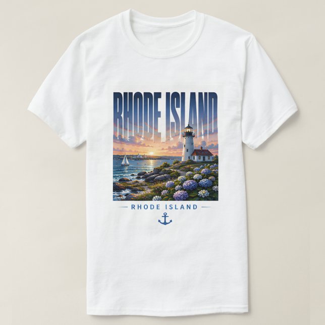 T-shirt Évasion côtière océanique du phare de Rhode Island (Design devant)
