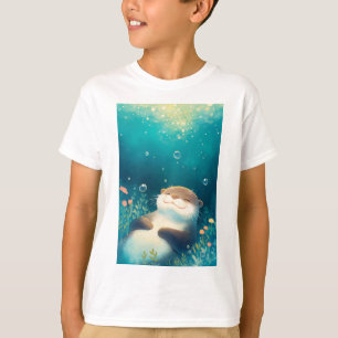 T-shirt Évasion de rêves de loutre aux vagues fleuries
