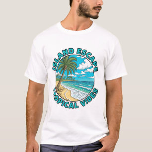 T-shirt Évasion sur une île aux vibes tropicales Palmier