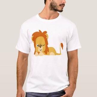 T-shirt éveillé mignon de lion de bande dessinée