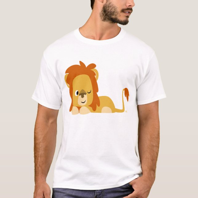T-shirt éveillé mignon de lion de bande dessinée (Devant)