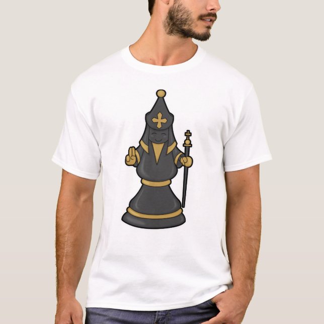 T-shirt Évêque aux échecs avec le personnel (Devant)