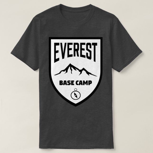 T-shirt Everest Base Camp Shield noir et blanc (Design devant)