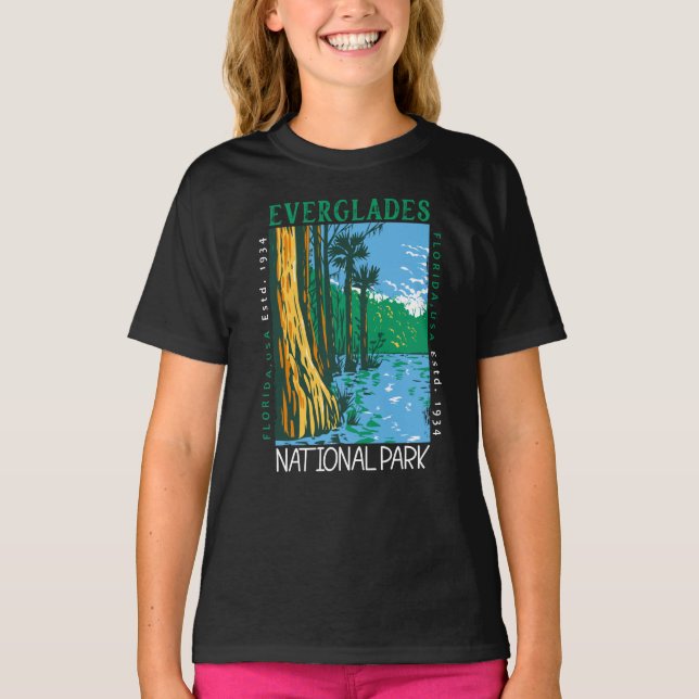 T-shirt Everglades Parc National Floride Distressé Rétro (Devant)