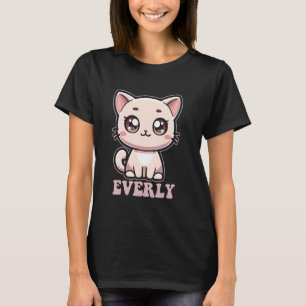 T-shirt Everly Cute Kitty Design pour les filles Nom Everl