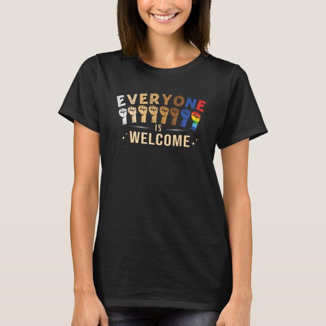 T-shirt Everyone is Welcome LGBT Q Pride Social Justice Eq (Devant)