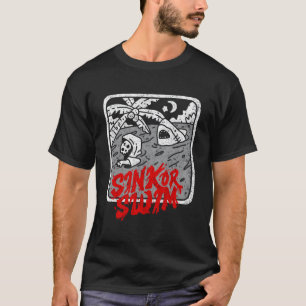 T-shirt Évier Ou Nager Gothique Surfer Tarot Satanique Sor