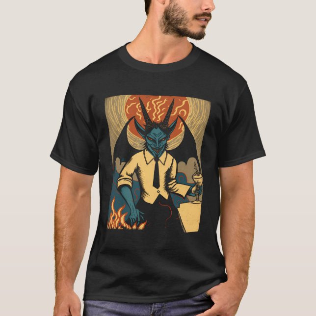 T-shirt Evil Baphomet Chèvre diable Démon Dieu avec les ai (Devant)