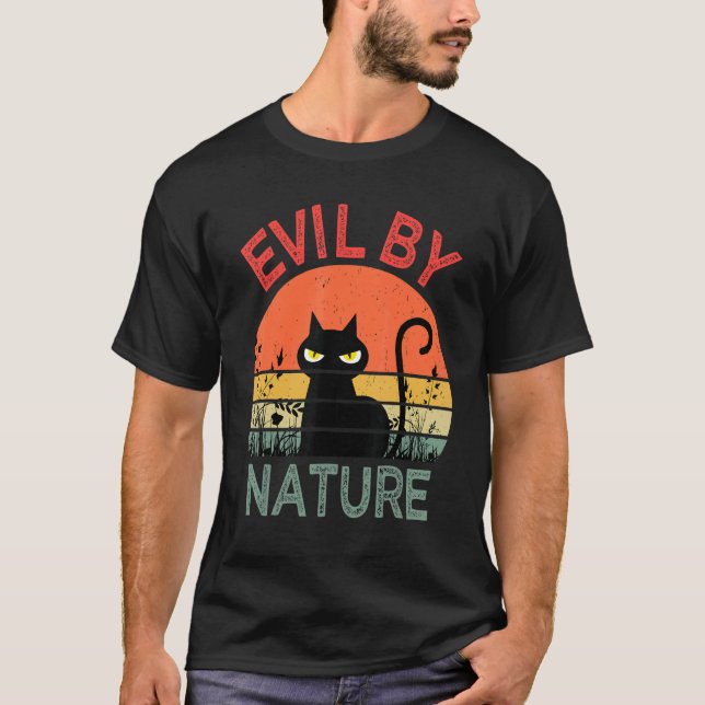 T-shirt Evil By Nature Retro Cat Men Women (Devant)