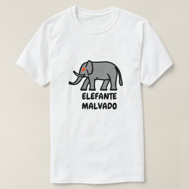 T-shirt Evil éléphant et texte espagnol elefante malvado (Design devant)