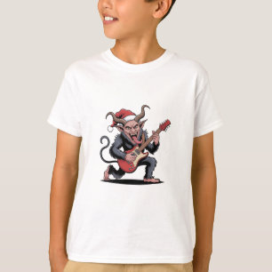 T-shirt Evil Krampus Jouer Guitare Musique Électrique Noël