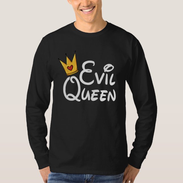 T-shirt Evil Queen With Crown Black Halloween Costume Funn (Devant)