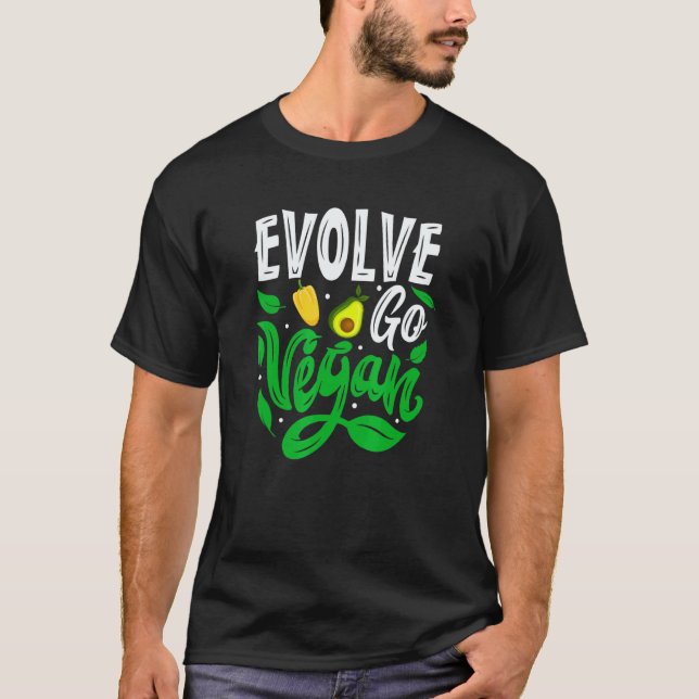 T-shirt Évoluer, devenir végétalien, nourriture (Devant)