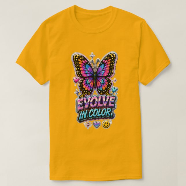 T-shirt Évoluez en papillon de couleur 🦋 Inspirant  (Design devant)