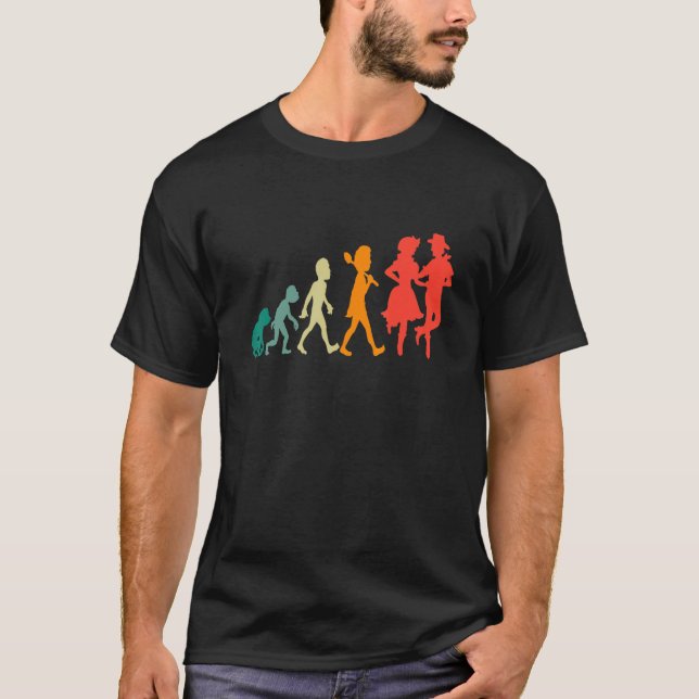 T-shirt Evolution Carré Danse drôle Rétro (Devant)