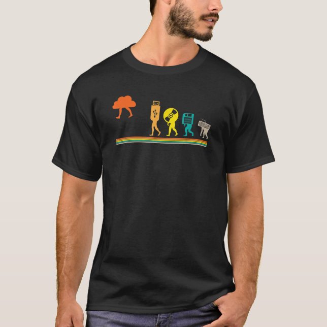 T-shirt Evolution Cloud USB Diskette Software Script HTML  (Devant)