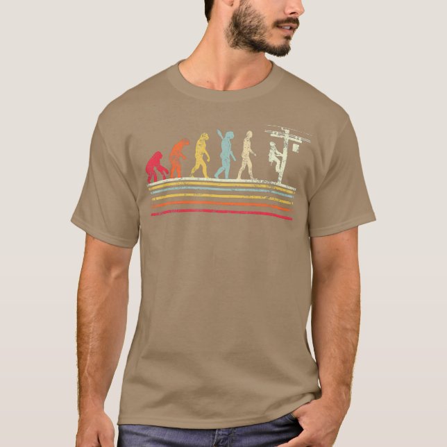 T-shirt Evolution Cool De Style Rétro De Lineman (Devant)