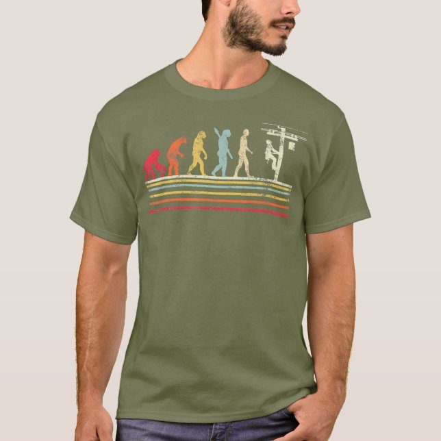 T-shirt Evolution Cool De Style Rétro De Lineman (Devant)