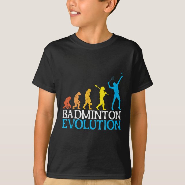 T-shirt Évolution de badminton Singe Joueur de badminton B (Devant)
