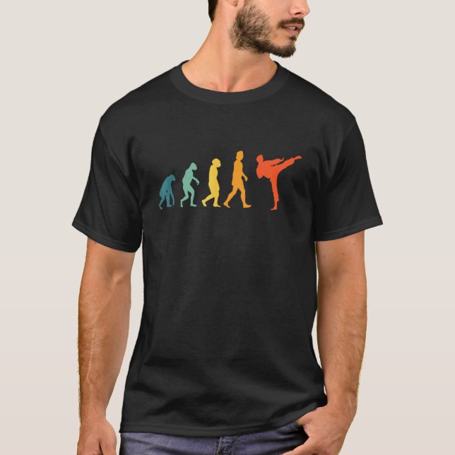 T-shirt Évolution de Karaté Arts Martiaux Rétro Jiu Jitsu  (Devant)